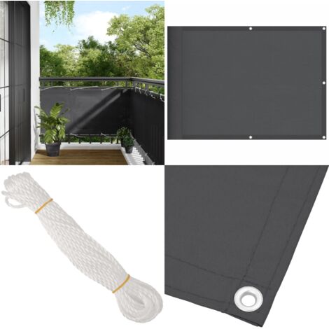 Paravento da Balcone Antracite 75x700 cm 100% Poliestere Oxford - Protezione da sole - Privacy balcone