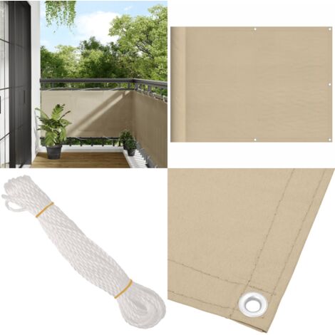 Paravento da Balcone Beige 75x700 cm 100% Poliestere Oxford - Protezione da sole - Privacy balcone