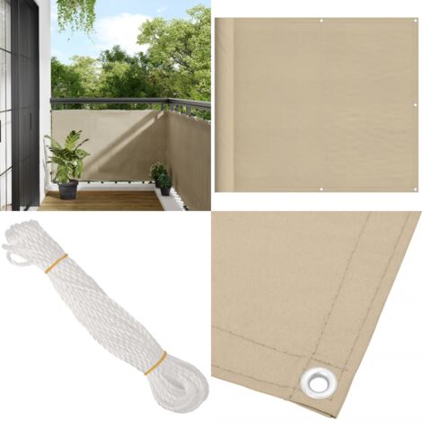Paravento da Balcone Beige 90x800 cm 100% Poliestere Oxford - Protezione da sole - Privacy balcone
