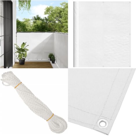 Paravento da Balcone Bianco 120x700 cm 100% Poliestere Oxford - Protezione da sole - Privacy balcone
