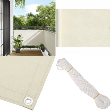 Paravento da Balcone Crema 75x800 cm 100% Poliestere Oxford - Protezione da sole - Privacy balcone