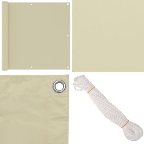 Paravento da Balcone Crema 90x500 cm Tessuto Oxford - Paravento impermeabile - Paravento da terrazzo