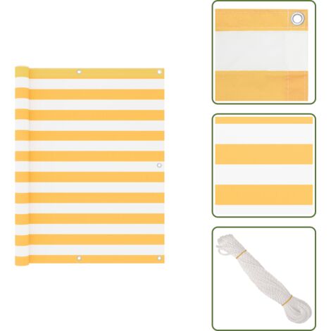 Paravento da balcone impermeabile - vidaXL Paravento Balcone Bianco e Giallo 120x400 cm Tessuto Oxford - Paravento da balcone con protezione UV