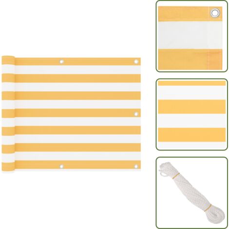Paravento da balcone impermeabile - vidaXL Paravento da Balcone Bianco e Giallo 75x600 cm Tessuto Oxford - Paravento da terrazzo con protezione UV