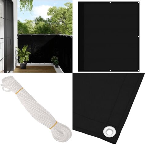 Paravento da Balcone Nero 120x700 cm 100% Poliestere Oxford - Protezione da sole - Privacy balcone
