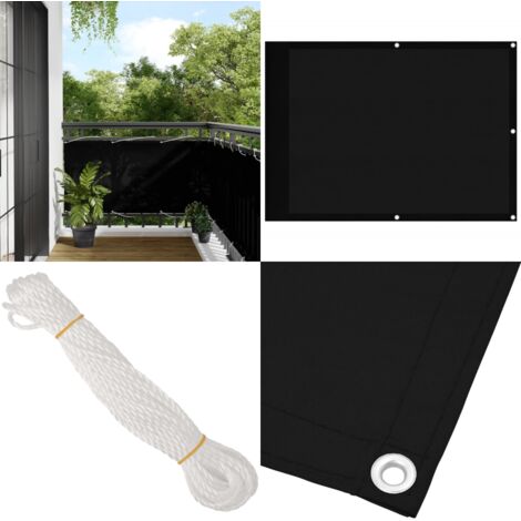 Paravento da Balcone Nero 75x700 cm 100% Poliestere Oxford - Schermo da balcone - Protezione da sole