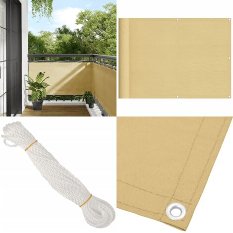 Paravento da Balcone Sabbia 75x300 cm 100% Poliestere Oxford - Protezione da sole - Privacy balcone