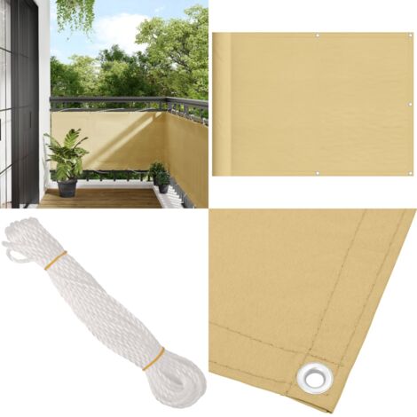 Paravento da Balcone Sabbia 75x600 cm 100% Poliestere Oxford - Schermo da balcone - Protezione da sole