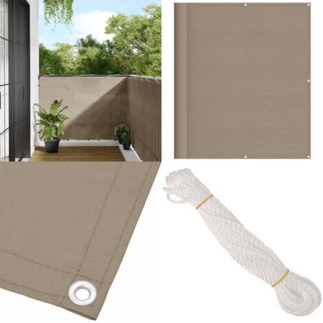 Paravento da Balcone Tortora 120x700 cm 100% Poliestere Oxford - Protezione da sole - Privacy balcone
