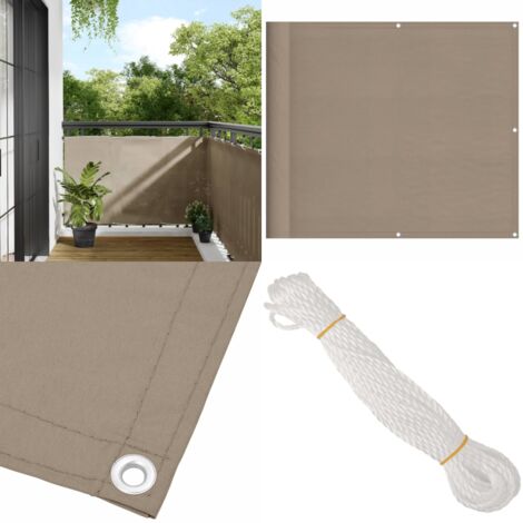 Paravento da Balcone Tortora 90x700 cm 100% Poliestere Oxford - Protezione da sole - Privacy balcone