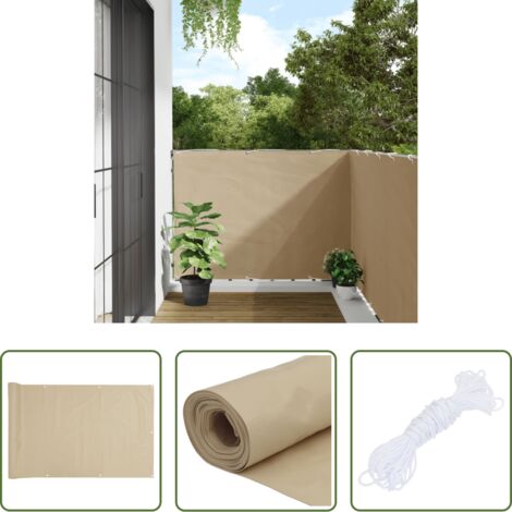 Paravento da terrazzo -  Paravento Balcone Beige 120x300 cm Tessuto Oxford