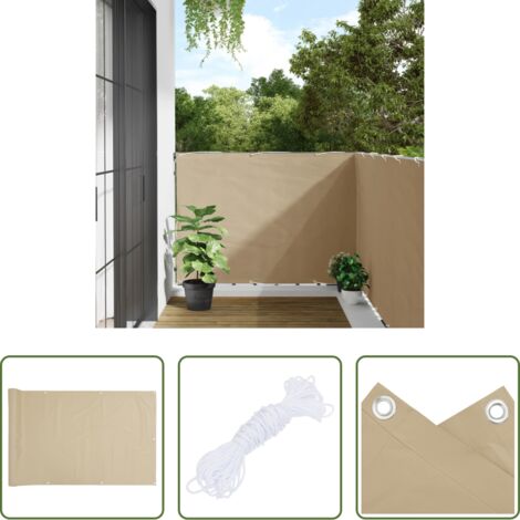 Paravento da terrazzo -  Paravento Balcone Beige 120x600 cm in Tessuto Oxford