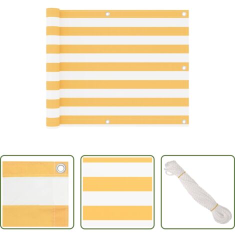 Paravento da terrazzo -  Paravento Balcone Bianco e Giallo 75x500 cm Tessuto Oxford