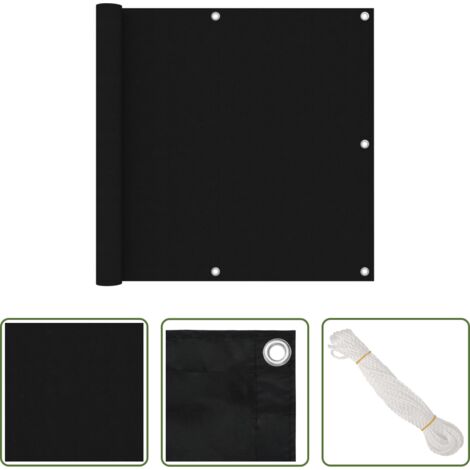Paravento da terrazzo -  Paravento Balcone Nero 90x400 cm in Tessuto Oxford