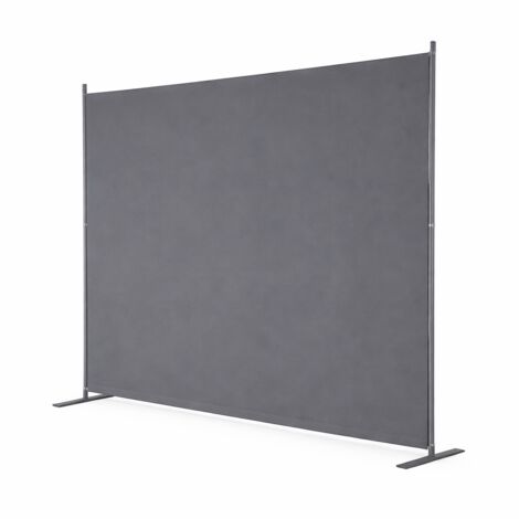 Paravento divisorio autoportante pieghevole da 180x180 cm per interni, in metallo e poliestere grigio scuro.