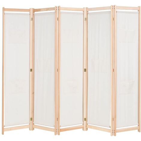 Paravento Divisorio di Stanze Crema in Tessuto e Legno vari modelli modelli : 5 Pannelli