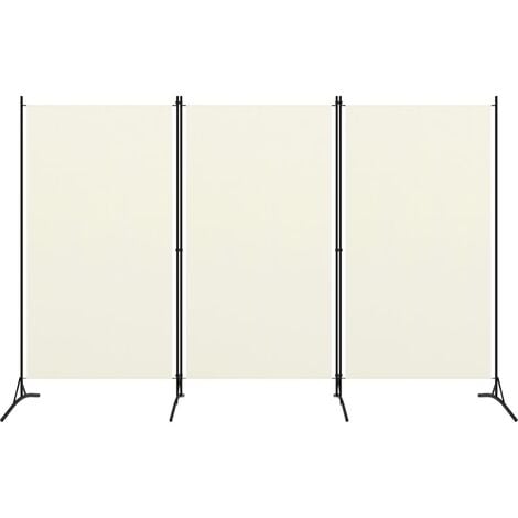 Paravento divisorio separè da esterno HWC-J14 metallo 3 pannelli 200x121cm  ~ bianco