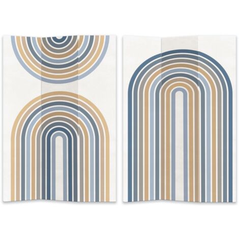 Paravento estampado 3 paneles azul y naranja 120,6x2,5xh180,6x2,5xh180xh180