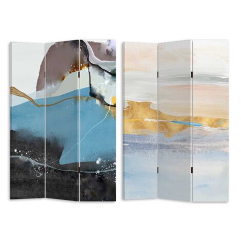 Paravento estampado abstracto azul 3 paneles rectangular 120,6x2,5xh180,6x2,5xh180