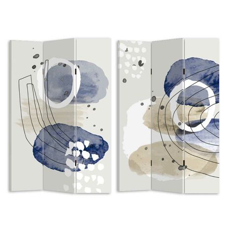 Paravento estampado círculos blanco azul 3 paneles rectangular 120,6x2,5xh180,6x2,5xh180