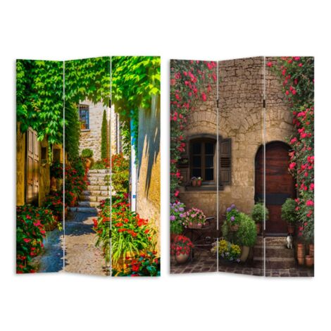 Paravento estampado de 3 paneles con flores 120,6x2,5xh180,6x2,5xh180
