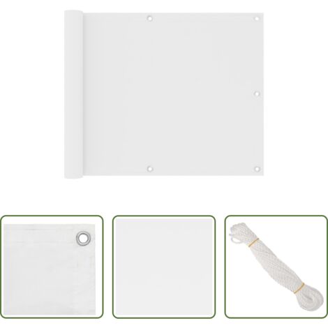 Paravento impermeabile -  Paravento da Balcone Bianco 75x600 cm in Tessuto Oxford
