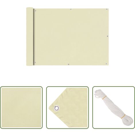 Paravento impermeabile -  Paravento da Balcone in Tessuto Oxford 75x600 cm Crema