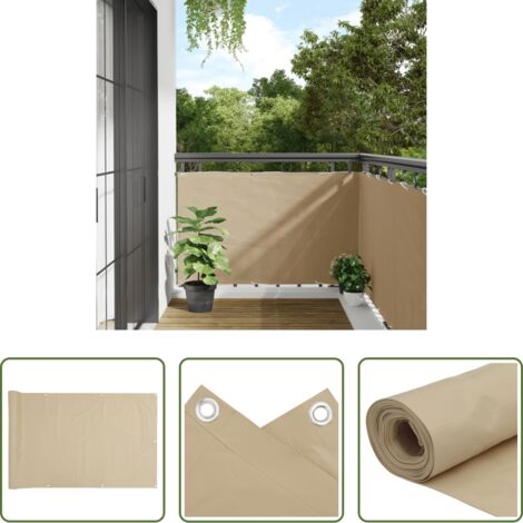 Paravento impermeabile -  Paravento da Balcone in Tessuto Oxford 90x400 cm Beige