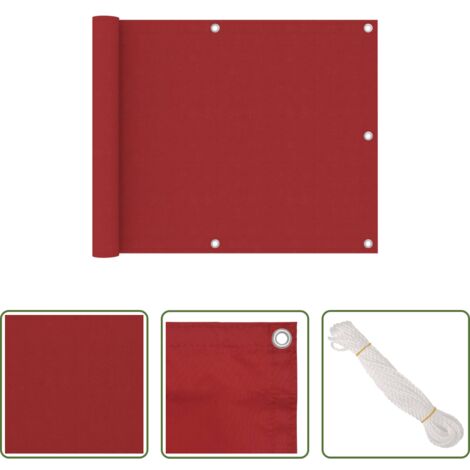 Paravento impermeabile -  Paravento da Balcone Rosso 75x500 cm in Tessuto Oxford