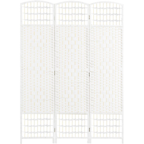 Paravento in legno bianco a 3 pannelli, 120 x 170 cm, divisorio per ambienti, pieghevole ed esteticamente gradevole per ottimizzare lo spazio.