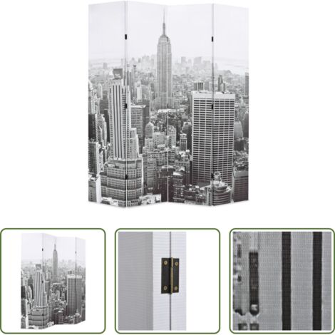 Paravento in legno -  Paravento Pieghevole 160x170 cm Stampa New York Bianco e Nero