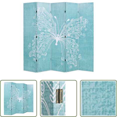 Paravento in legno -  Paravento Pieghevole 200x170 cm Stampa Farfalla Blu