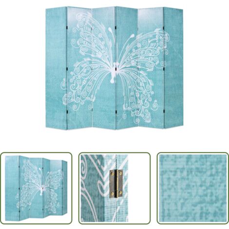 Paravento in legno -  Paravento Pieghevole 228x170 cm Stampa Farfalla Blu