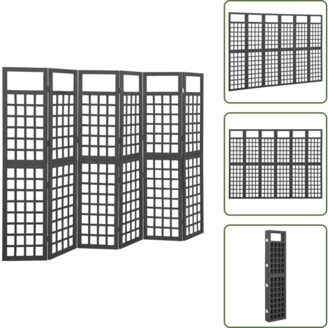 Paravento in legno - vidaXL Divisorio a 6 Pannelli in Legno di Abete Nero 242,5x180 cm - Divisore per patio