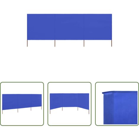 Paravento in tessuto -  Paravento a 3 Pannelli in Tessuto 400x80 cm Azzurro