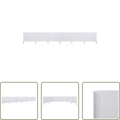 Paravento in tessuto -  Paravento a 6 Pannelli in Tessuto 800x160 cm Bianco Sabbia