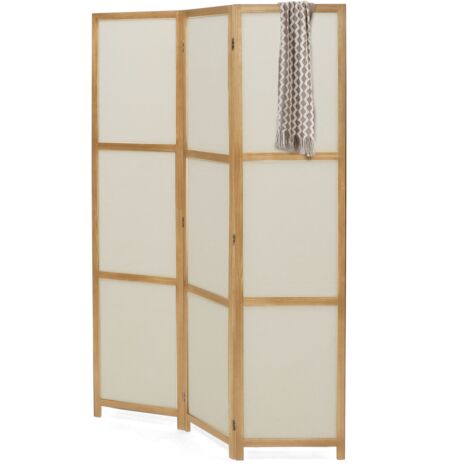 Paravento interno in legno e tessuto beige