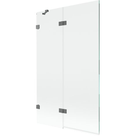 Paravento per vasca da bagno 2 ante sinistro Mexen Lunar 110 x 150 cm, trasparente, canna di fucile - 897-110-100-95-00-L