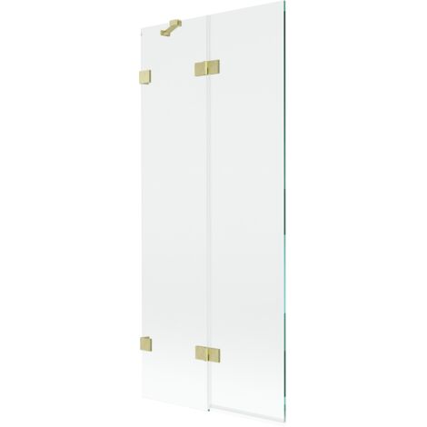 Paravento per vasca da bagno a 2 ante sinistro Mexen Lunar 80 x 150 cm, trasparente, oro spazzolato - 897-080-100-55-00-L