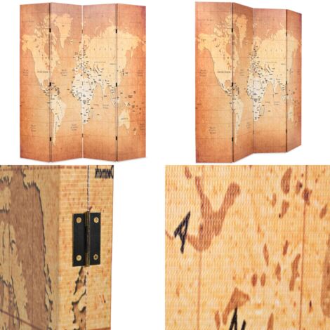 Paravento Pieghevole 160x170 cm Stampa Mappa del Mondo Giallo - Paravento mappa del mondo - Paravento giallo