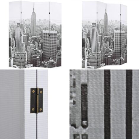 Paravento Pieghevole 160x170 cm Stampa New York Bianco e Nero - Paravento in legno - Paravento con stampa New York