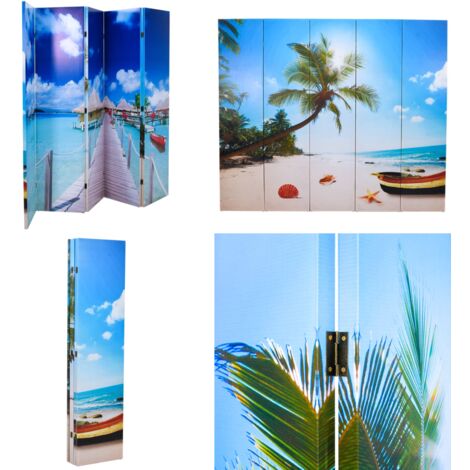 Paravento Pieghevole 200x170 cm con Stampa Spiaggia - Paravento con stampa spiaggia - Paravento decorativo