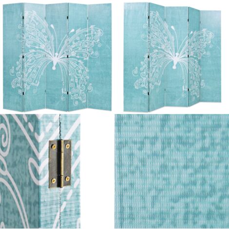 Paravento Pieghevole 200x170 cm Stampa Farfalla Blu - Paravento in legno - Paravento con stampa farfalla