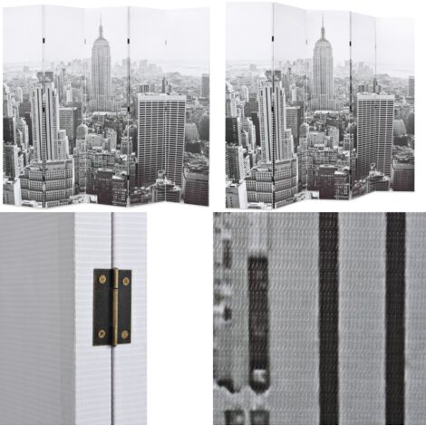 Paravento Pieghevole 200x170 cm Stampa New York Bianco e Nero - Paravento in legno - Paravento New York