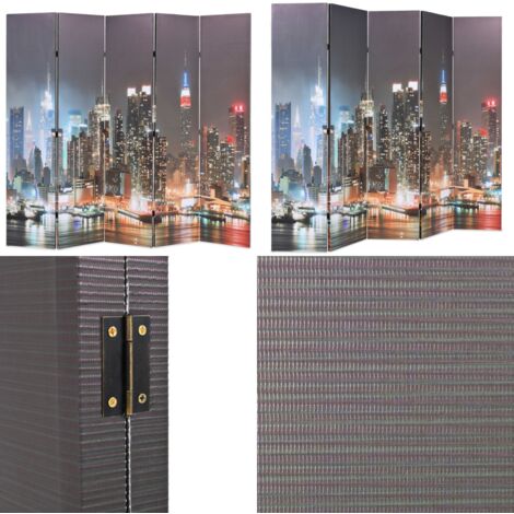 Paravento Pieghevole 200x170 cm Stampa New York di Notte - Paravento notte - Paravento New York