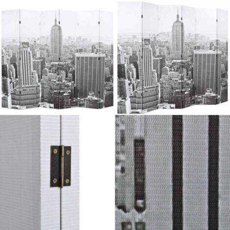 Paravento Pieghevole 228x170 cm Stampa New York Bianco e Nero - Paravento in legno - Paravento con stampa New York
