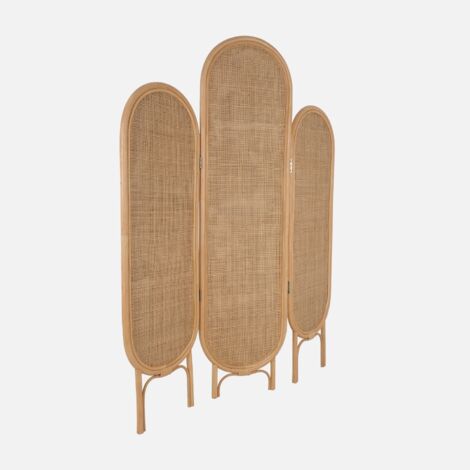 Paravento pieghevole da interno in rattan
