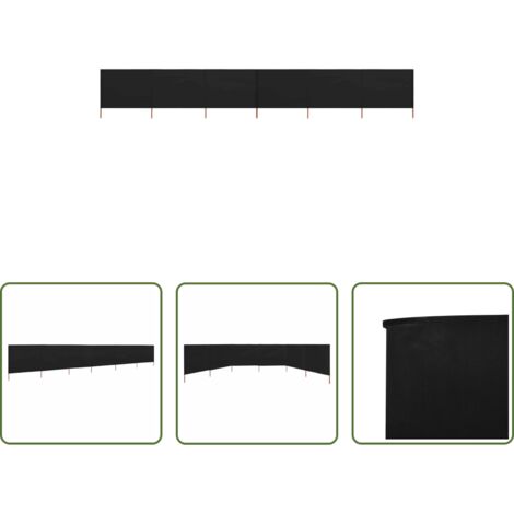 Paravento pieghevole -  Paravento a 6 Pannelli in Tessuto 800x80 cm Nero