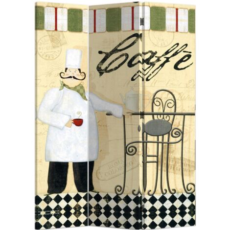 Paravento Separè 3 Pannelli 120x180cm Tela Stampata Tosini Caffè