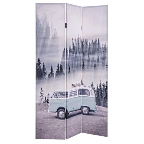 Paravento separè 3 pannelli "Minivan" stampa su tela in legno 120 x 180 cm